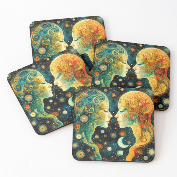 Item preview, Two twins represent the Gemini symbol with swirling patterns Design in a starry sky around it, reflecting communication and intellect. designed and sold by HEMRO.