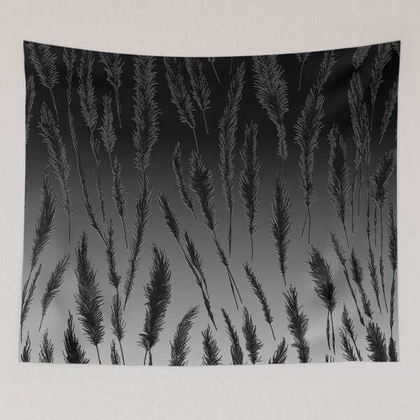 Item preview, Cottagecore Black and Grey Wild Grass on Black and Grey Background designed and sold by Beachy.