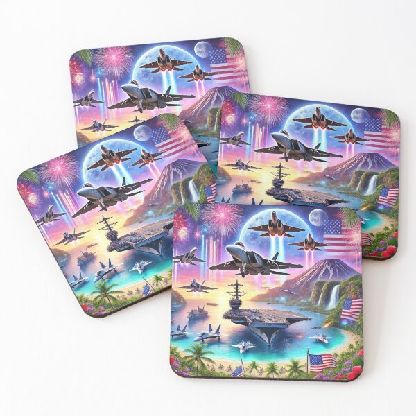 Item preview, Patriotic Sky: USA Military Jets Over a Tropical Paradise designed and sold by Meta2Physical.