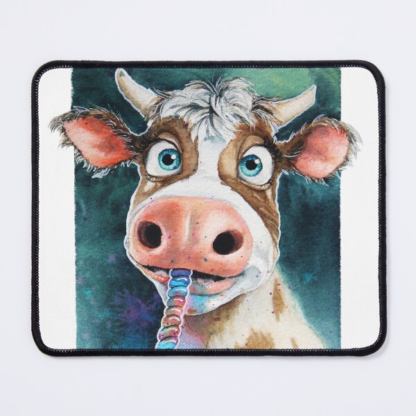 Item preview, Curious cow with a colorful lollipop designed and sold by MarieLeRiz-Art.