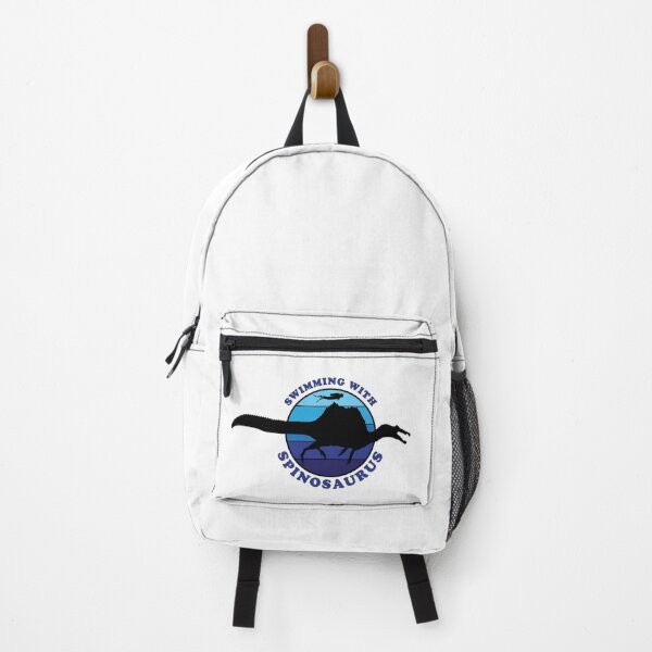 Artikelvorschau, Schwimmen mit Spinosaurus Retro Surf Design (blaue Buchstaben) entworfen und verkauft von Robert O.  Clark.