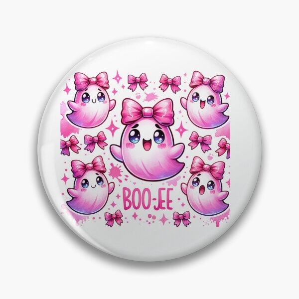 Item preview, Cute pink Ghost with bows saying Boo-Jee stickers and more designed and sold by CRandRRstickers.