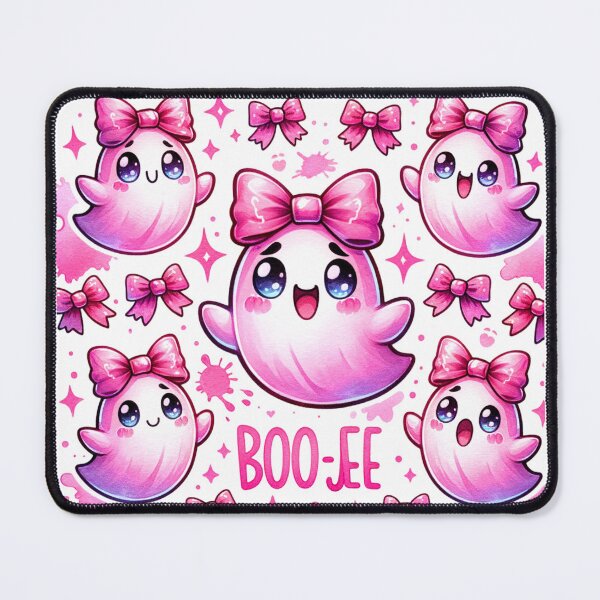 Item preview, Cute pink Ghost with bows saying Boo-Jee stickers and more designed and sold by CRandRRstickers.