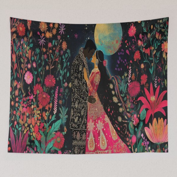 Item preview, Blasian Couple in a floral garden designed and sold by BeatnikBuddha.
