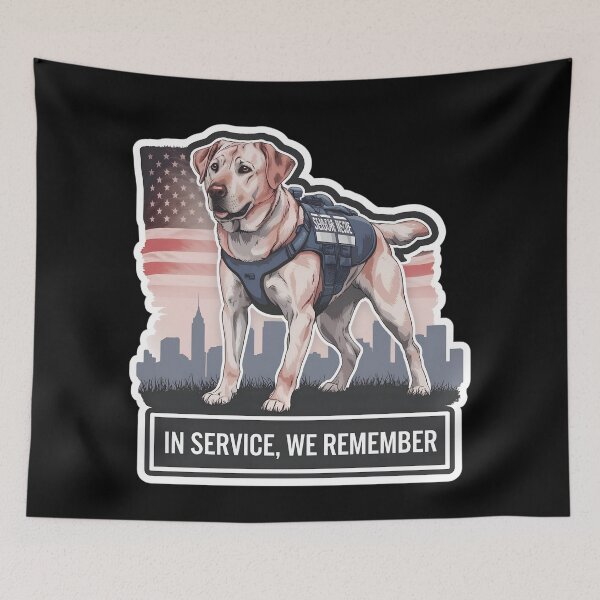 Item preview, Never forget - Patriot Day - k9 rescue Labrador dog designed and sold by The  Knick Knack Nook.