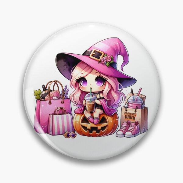 Item preview, Cute girly Witch shopping (Basic Witch) Sticker and more designed and sold by CRandRRstickers.