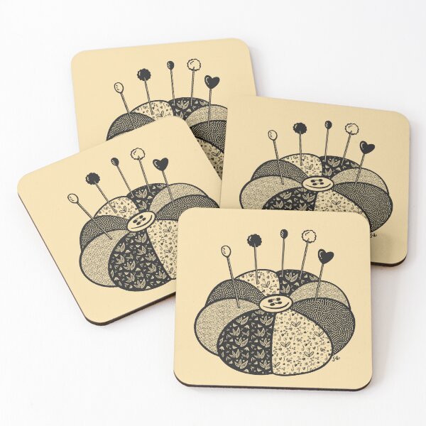 Item preview, SewLalla Pin Cushion line art drawing designed and sold by SewLalla.