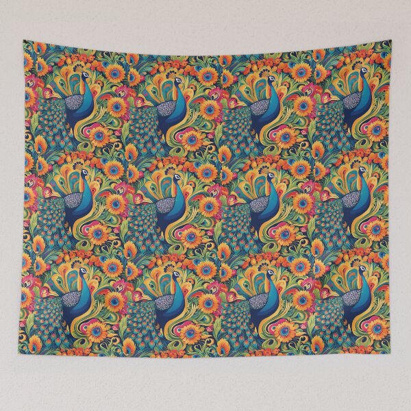 Item preview, Peacock Pattern in Traditional Mexican Folk Art Style – Bold and Colorful Design" designed and sold by lisa-diver.
