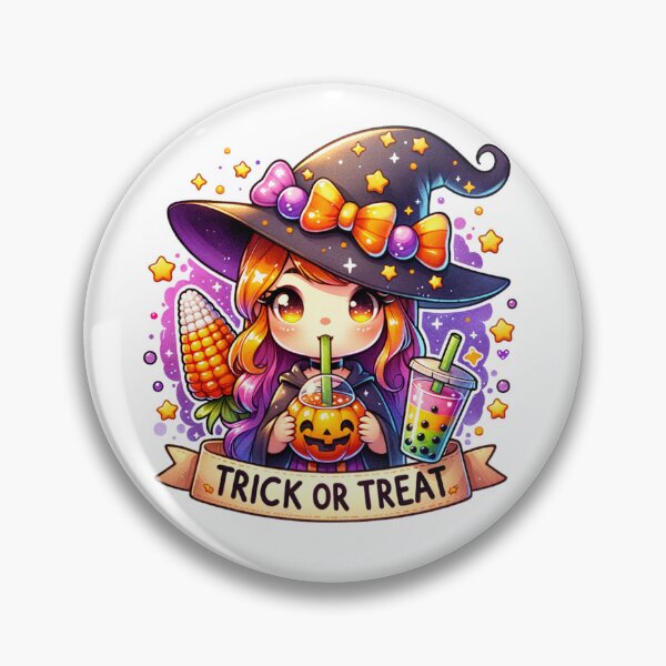 Item preview, Candy Corn Witch drinking Boba sticker and more designed and sold by CRandRRstickers.