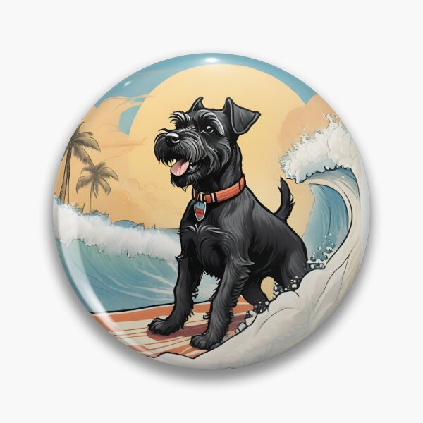 Item preview, Black Mini Schnauzer Surfing designed and sold by Madmizz.