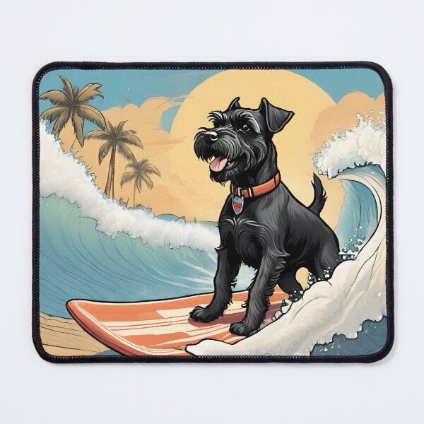 Item preview, Black Mini Schnauzer Surfing designed and sold by Madmizz.