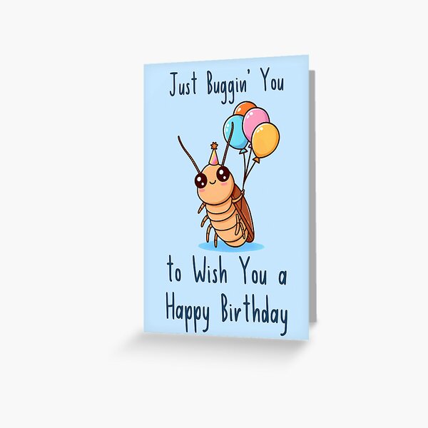 Item preview, Party Time Cockroach: Kawaii Bug with Balloons Insect Birthday Card  designed and sold by Gay-Koala.