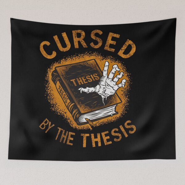 Item preview, Cursed by thesis, funny PhD and Halloween designed and sold by NoetherSym.
