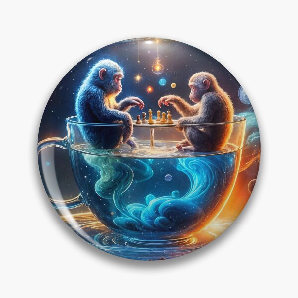 Item preview, Monkeys Playing Chess in a Galactic Teacup designed and sold by koreatvtea.