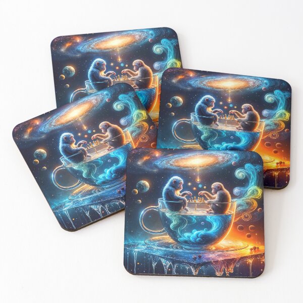 Item preview, Monkeys Playing Chess in a Galactic Teacup designed and sold by koreatvtea.