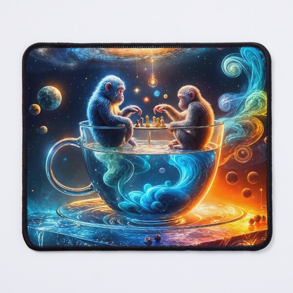 Item preview, Monkeys Playing Chess in a Galactic Teacup designed and sold by koreatvtea.