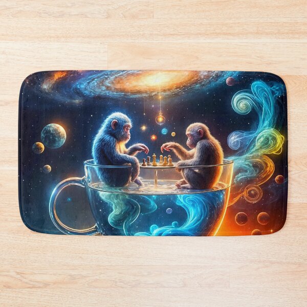 Item preview, Monkeys Playing Chess in a Galactic Teacup designed and sold by koreatvtea.