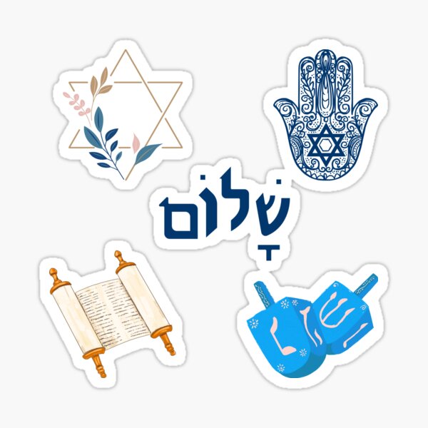 Item preview, Jewish symbols stickerpack pattern designed and sold by wellwellsarasti.