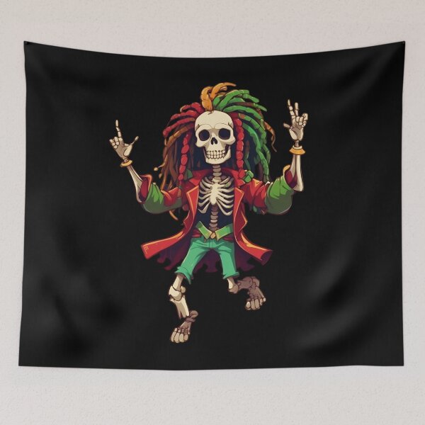 Item preview, Dancing Dreadlock Skeleton designed and sold by reggaeartgifts.