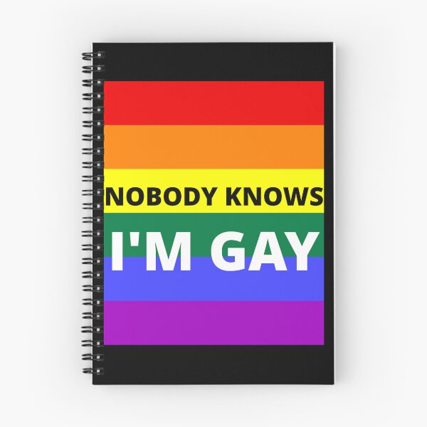 Item preview, NOBODY KNOWS I'M GAY on rainbow background designed and sold by uniqueitems.