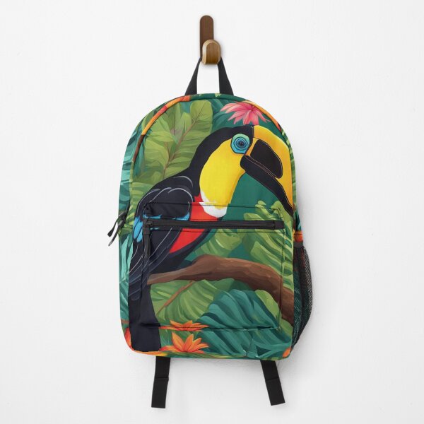 Item preview, Toucan in Tropical Garden with Flowers, Monstera Leaves, Green Plan designed and sold by MyArt23.
