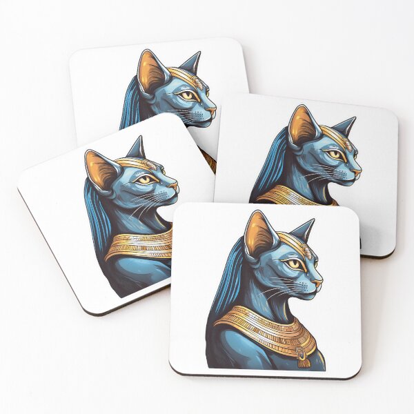 Item preview, An ancient Egyptian Blue Cat with golden necklace Design . designed and sold by HEMRO.