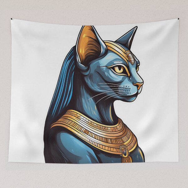 Item preview, An ancient Egyptian Blue Cat with golden necklace Design . designed and sold by HEMRO.