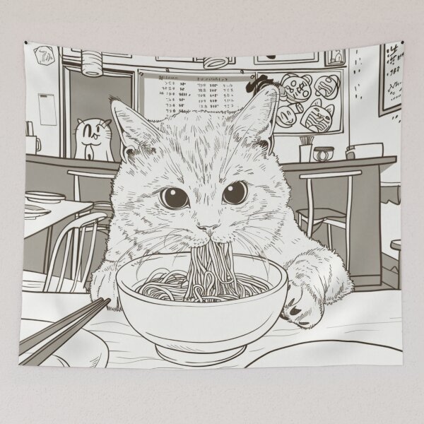 Item preview, Cat Eats Noodles Part Three designed and sold by funcontour.