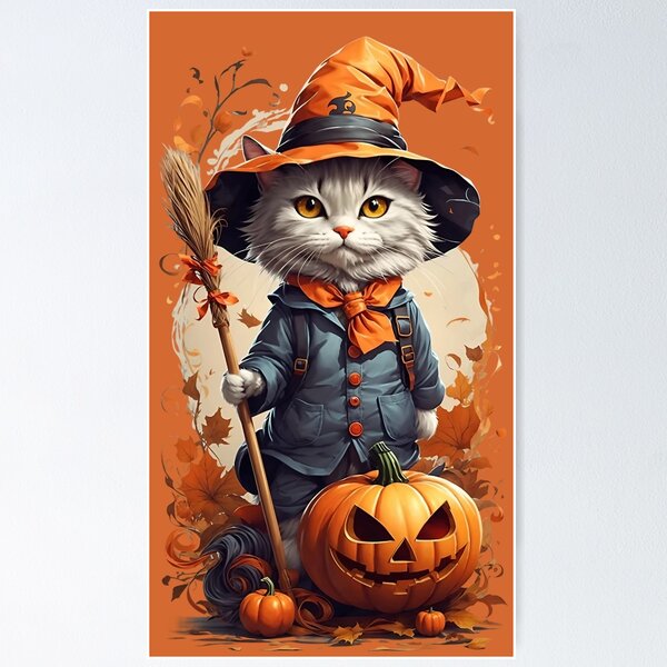 Item preview, Witchy White Cat Halloween designed and sold by Nic Besch.