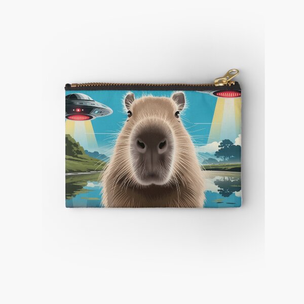 Item preview, Funny Graphic Tee Capybara Selfie with UFOs Weird designed and sold by SztylishDesigns.