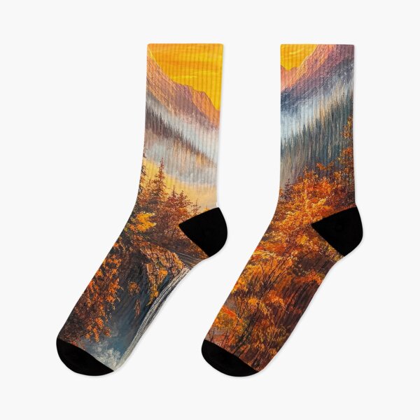 Item preview, Sun rising over the fogy mountains and waterfall designed and sold by MargaretWiktor.