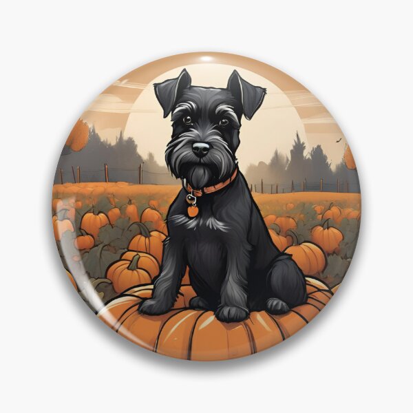 Item preview, Mini Schnauzer in a pumpkin patch designed and sold by Madmizz.
