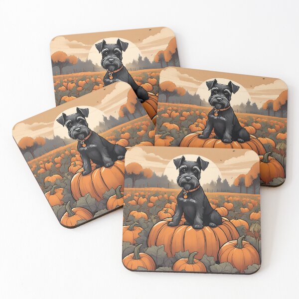 Item preview, Mini Schnauzer in a pumpkin patch designed and sold by Madmizz.