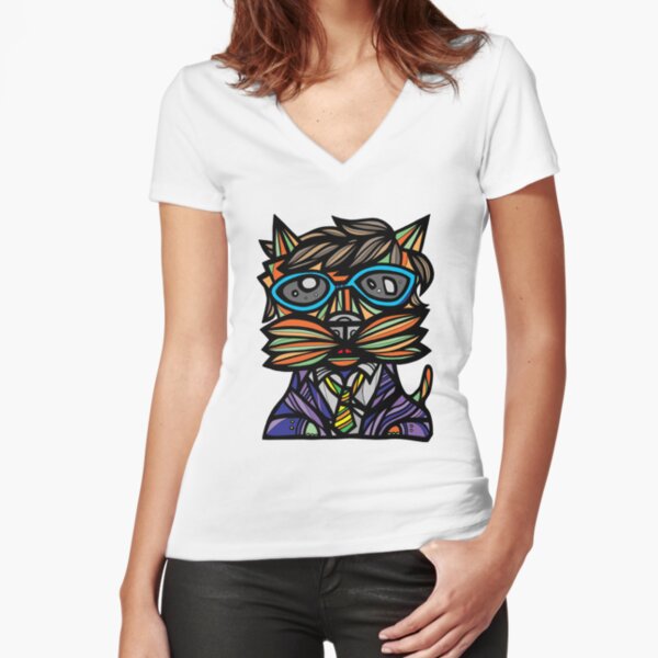 "Kool Kat" Fitted V-Neck T-Shirt