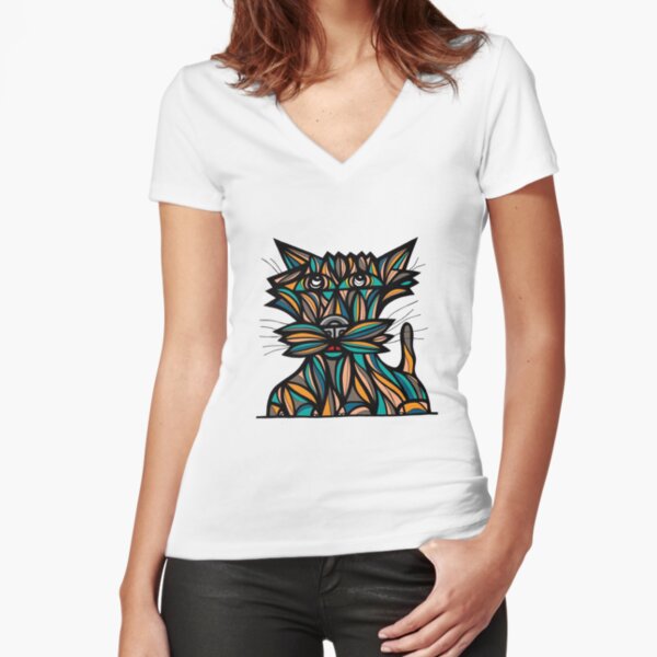 "Fun Kat" Fitted V-Neck T-Shirt