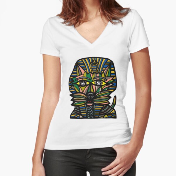 "Pharaoh Kat" Fitted V-Neck T-Shirt