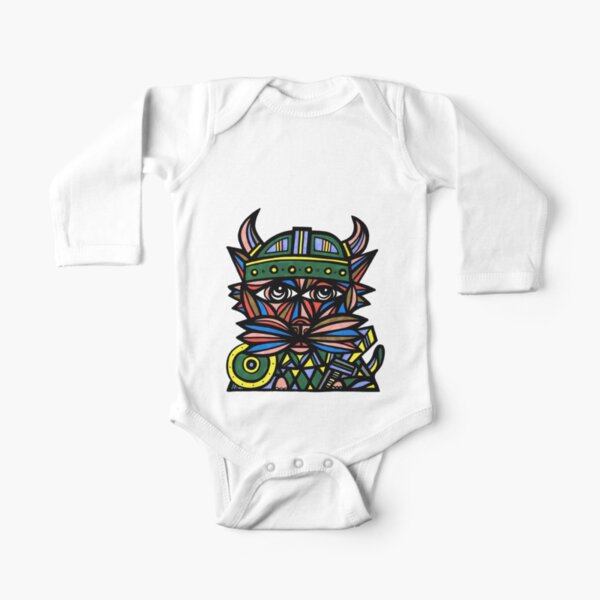 "Viking Kat" Long Sleeve Baby One-Piece