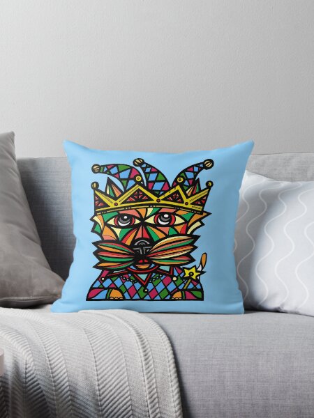 "Jester Kat" Throw Pillow