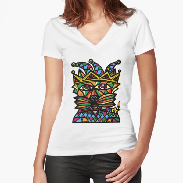 "Jester Kat" Fitted V-Neck T-Shirt