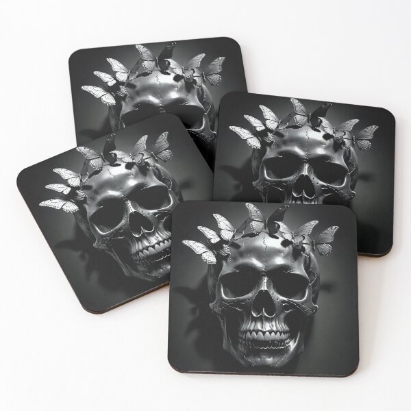 Item preview, Skull and butterflies, dark view with shadow designed and sold by DeeperDowntrh.