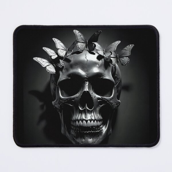 Item preview, Skull and butterflies, dark view with shadow designed and sold by DeeperDowntrh.
