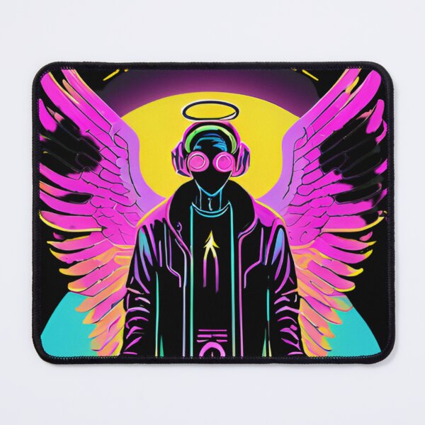 Item preview, Neon-Glowing Cyberpunk Angel T-Shirt - Futuristic Hip God with Electric Halo Art D51 designed and sold by pixelandcrafted.
