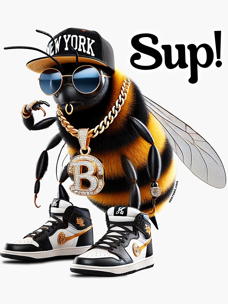 Thumbnail 3 of 3, Sticker, Sup? Bee designed and sold by zeeteezofficial.
