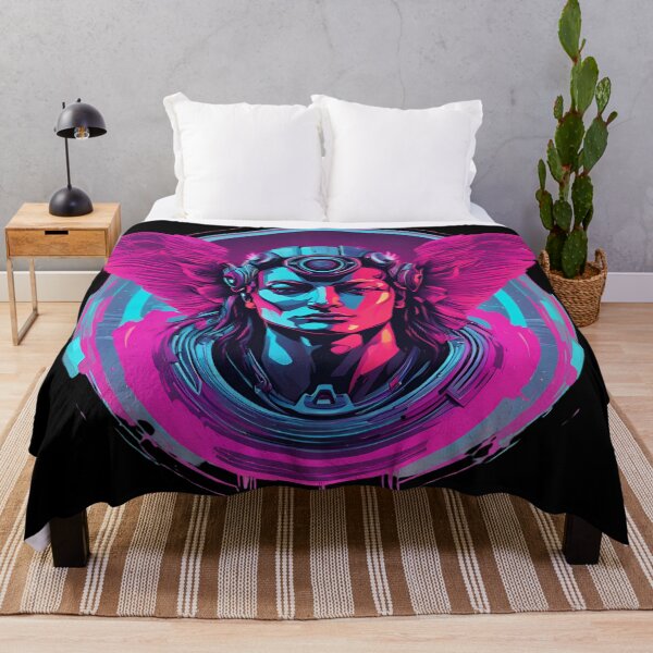 Item preview, Neon-Glowing Cyberpunk Angel T-Shirt - Futuristic Hip God with Electric Halo Art D52 designed and sold by pixelandcrafted.