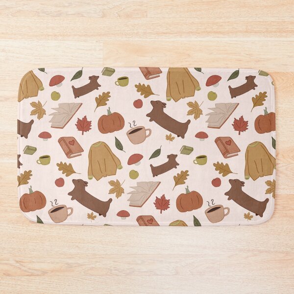 Item preview, Cozy fall dachshund pattern designed and sold by SnugbugStudios.