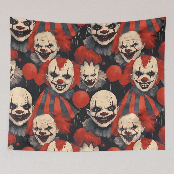 Item preview, Terrifying Halloween Clown Seamless Pattern Tile designed and sold by VoyteksDesigns.