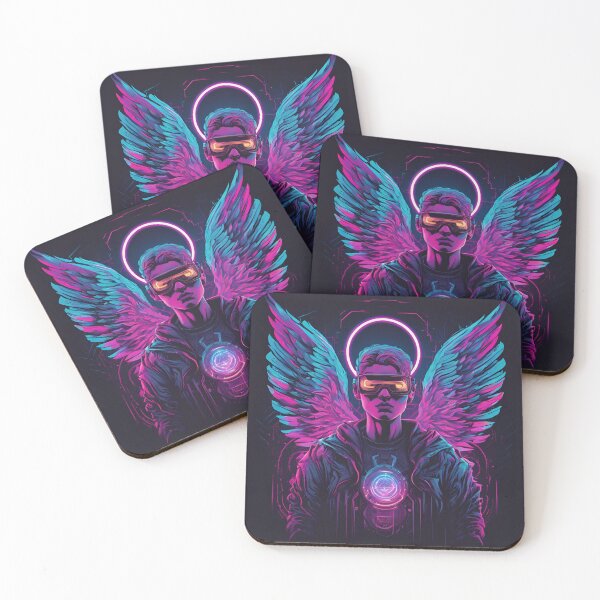 Item preview, Neon-Glowing Cyberpunk Angel T-Shirt - Futuristic Hip God with Electric Halo Art D54 designed and sold by pixelandcrafted.