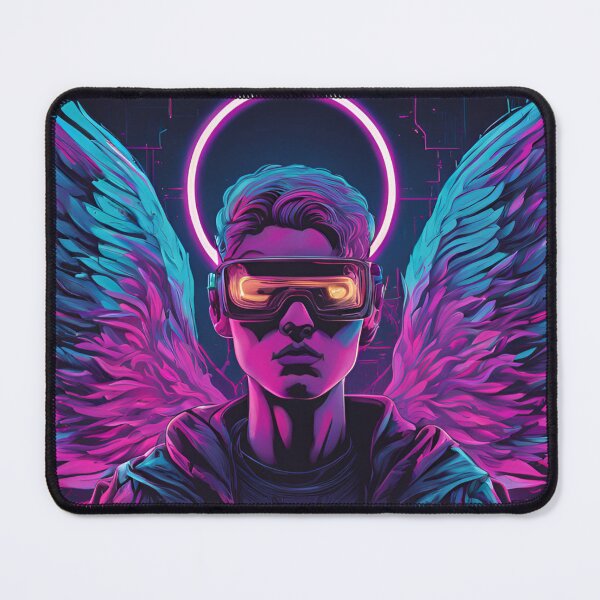 Item preview, Neon-Glowing Cyberpunk Angel T-Shirt - Futuristic Hip God with Electric Halo Art D54 designed and sold by pixelandcrafted.