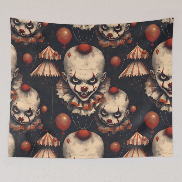 Item preview, Eerie Halloween Clown Seamless Pattern Tile designed and sold by VoyteksDesigns.
