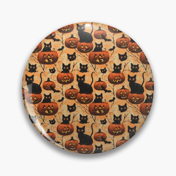 Item preview, Vintage Black Cats and Pumpkins Halloween Seamless Pattern designed and sold by VoyteksDesigns.